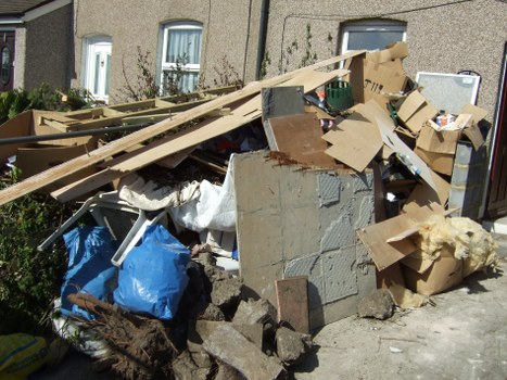 Gardener assessing garden clearance needs